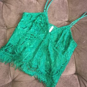Green Lace Tank Top
